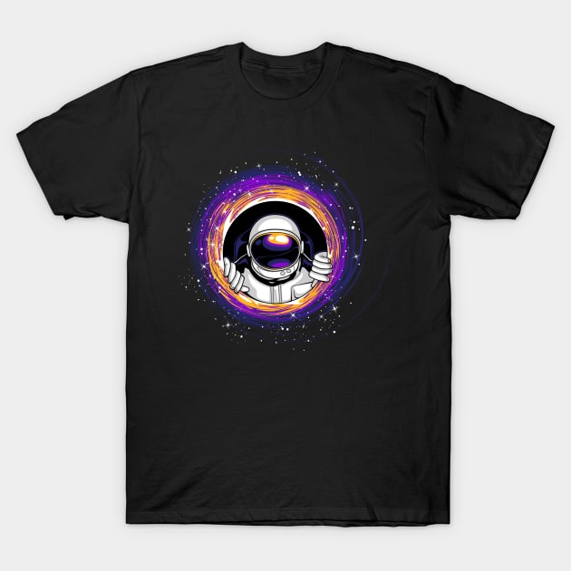 Black hole astronaut T-Shirt by Anna Hlimankova